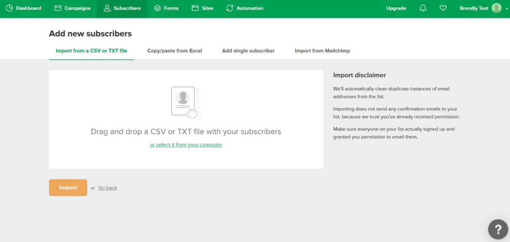 dodavanje subscribera - dodavanje usera na mejling listu - dodavanje korisnika na mejling listu