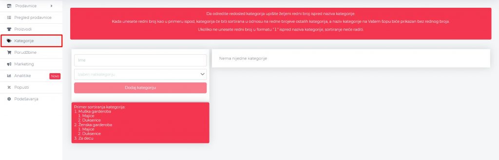 sekcija kategorije brendly - odabir sekcije kategorije
