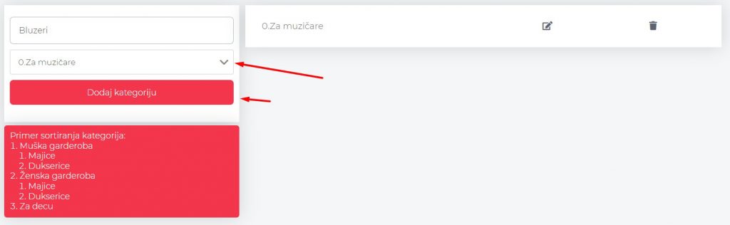 pravljenje prve kategorije bluzeri