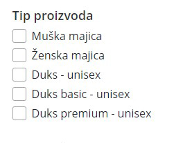 tipovi proizvoda - filteri na brendly prodavnici