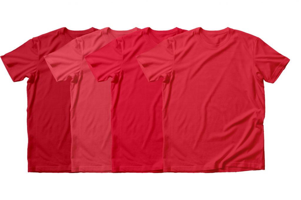 vise nijansi iste boje crvene majice - razlicite nijanse majice - majice razlicitih boja